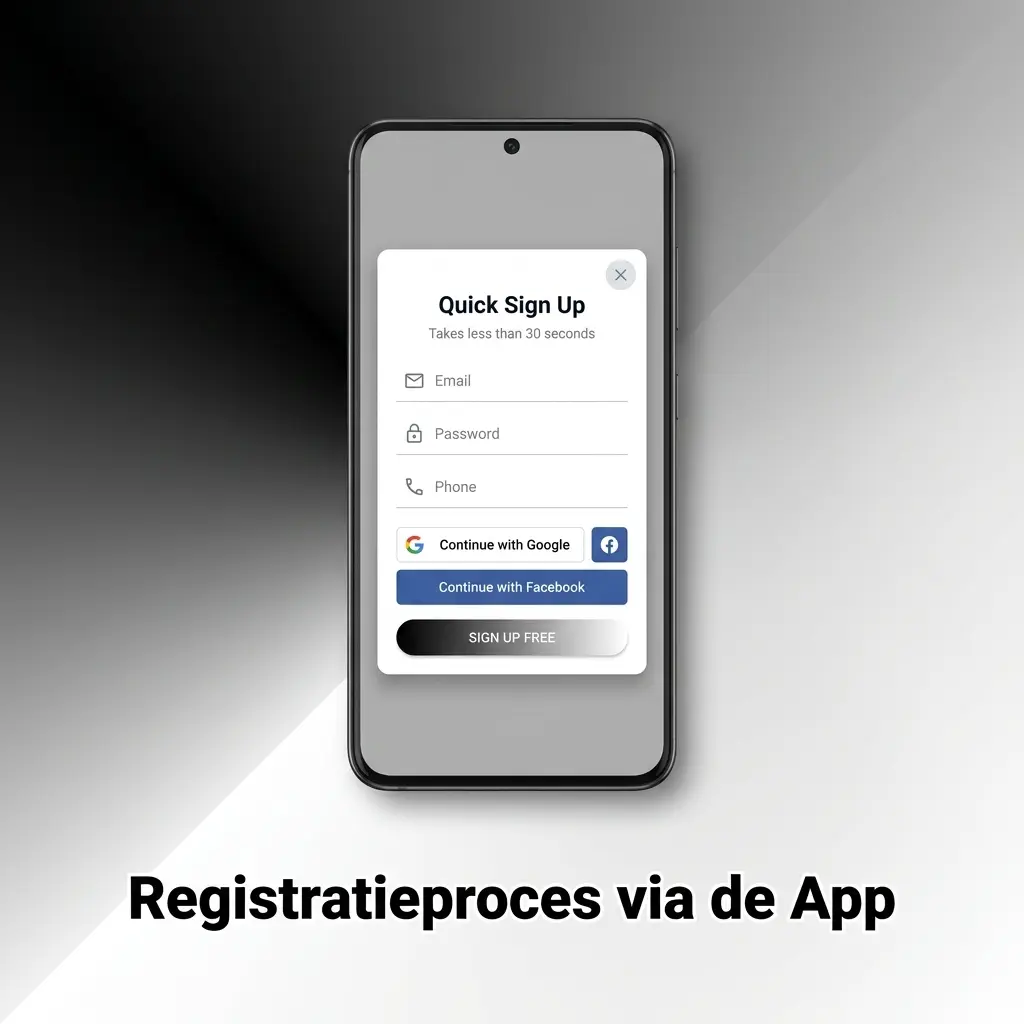 LikesBet app registratieproces op een smartphone