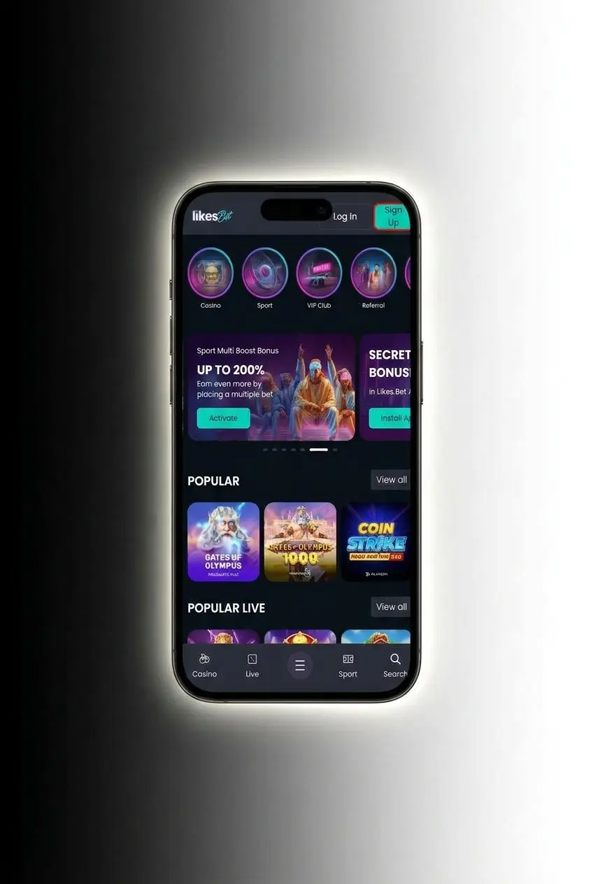 LikesBet mobiele app registratiescherm